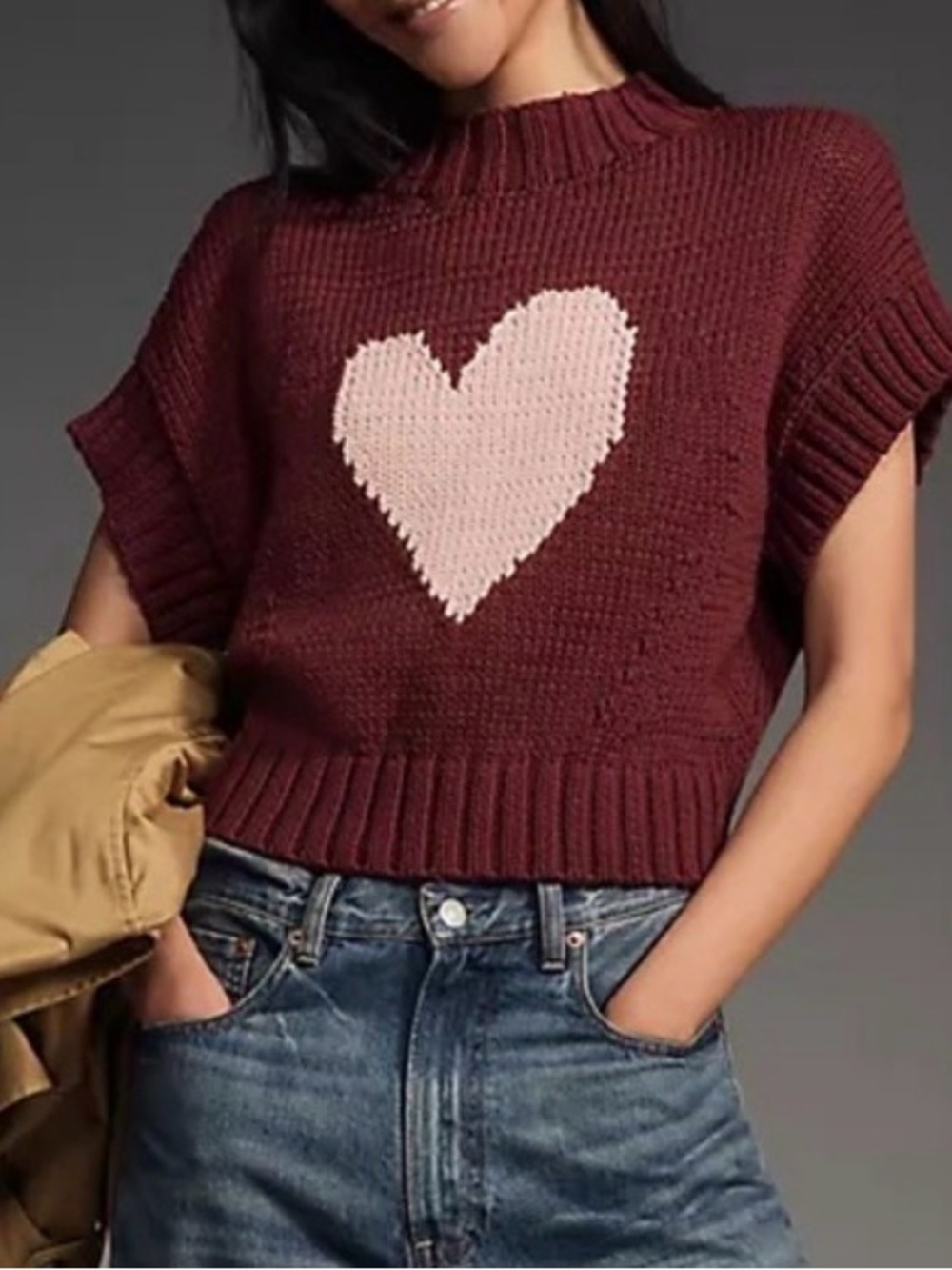 Anthropologie Pippa Mock-Neck Sweater Extended Shoulder Edition